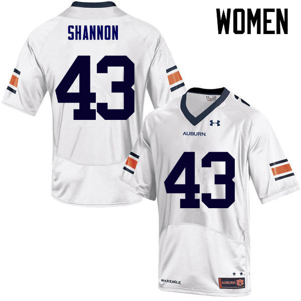 Auburn Tigers Women's Ian Shannon #43 White Under Armour Stitched College NCAA Authentic Football Jersey NYL1474DN